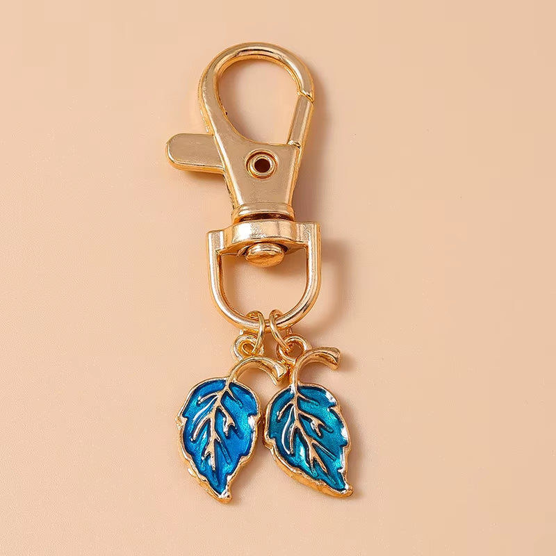 Cute Enamel Pearl Maple Leaf Keychain Plant Key Ring Pendant for Women Girls Handbag Decor DIY Key Holder Jewelry Gifts