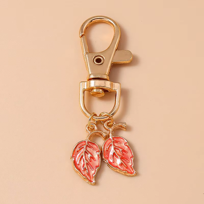 Cute Enamel Pearl Maple Leaf Keychain Plant Key Ring Pendant for Women Girls Handbag Decor DIY Key Holder Jewelry Gifts
