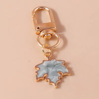 Cute Enamel Pearl Maple Leaf Keychain Plant Key Ring Pendant for Women Girls Handbag Decor DIY Key Holder Jewelry Gifts