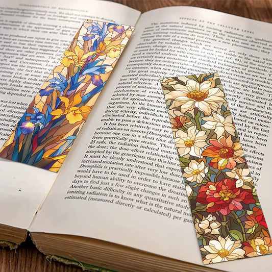 30Pcs Floral Stained Glass Bookmarks for Office Reading Page Labeling Creative Book Markers Tagged Book Page Indexing