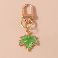 Cute Enamel Pearl Maple Leaf Keychain Plant Key Ring Pendant for Women Girls Handbag Decor DIY Key Holder Jewelry Gifts